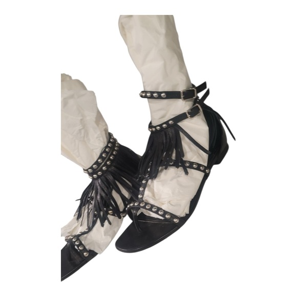 👓✨ Saint Laurent Studded Fringe Leather Sandals – Size 38 (US 7.5) ✨👓 - Picture 11 of 15